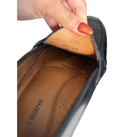 JOHNSTON & MURPHY Black Leather Oxford Slip On Dress Loafers Size 11 - Picture 5 of 8